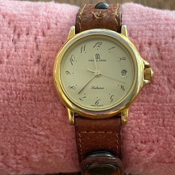 Daniel Mink Gold “Sahara” Swiss Quartz Watch with original leather band. EUC Jason Wu Quilted Mini main image 3